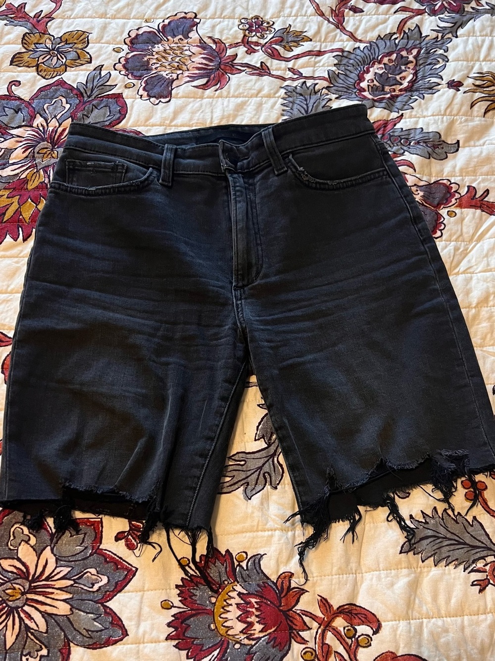 Joe's Jeans Black Frayed Hem Bermuda Jean Shorts